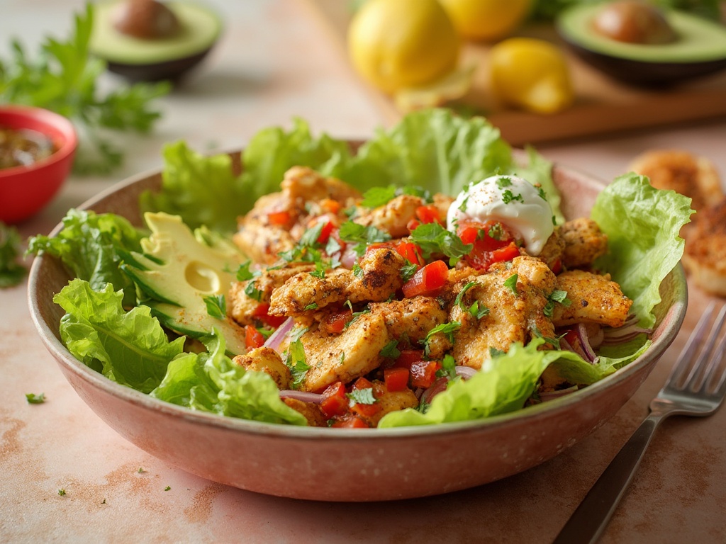 Chicken Fajita Bowl with Lettuce Wraps