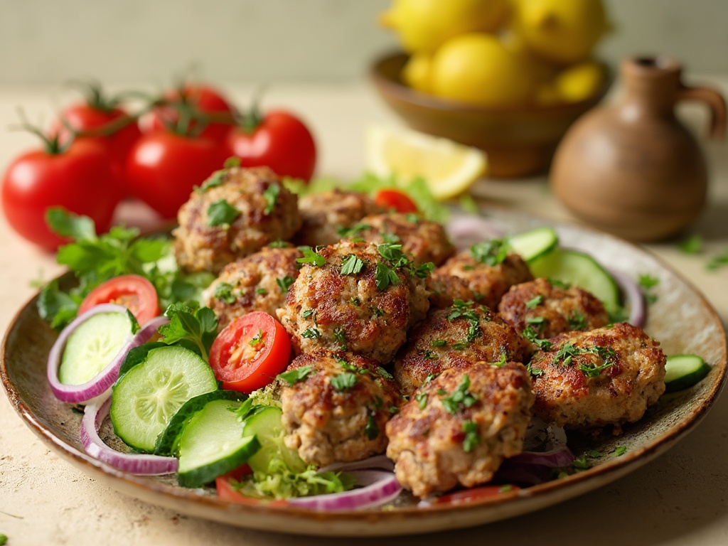 Middle Eastern Kofta with Cucumber Tomato Salad